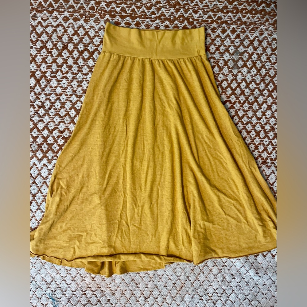 Gaia Conceptions Mustard XS Wanderer Organic Cotton Below Knee Skirt